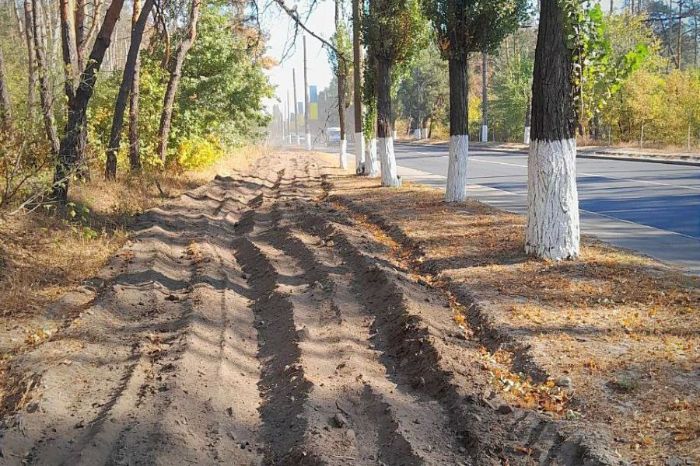 Перекопанный въезд в лесопарк